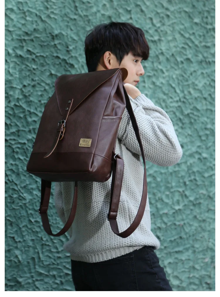 Рюкзак мужской кожаный Модный ранец для путешествий школьный и деловой портфель