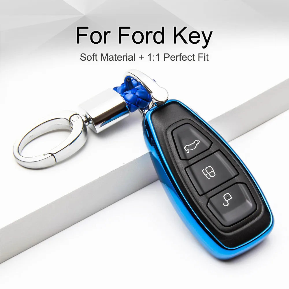 

Soft TPU Car Key Case Cover for Ford Focus Kuga Explorer Fusion Fiesta MK7 MK8 S Max Mondeo Mustang Ranger Key Fob Ring Holder