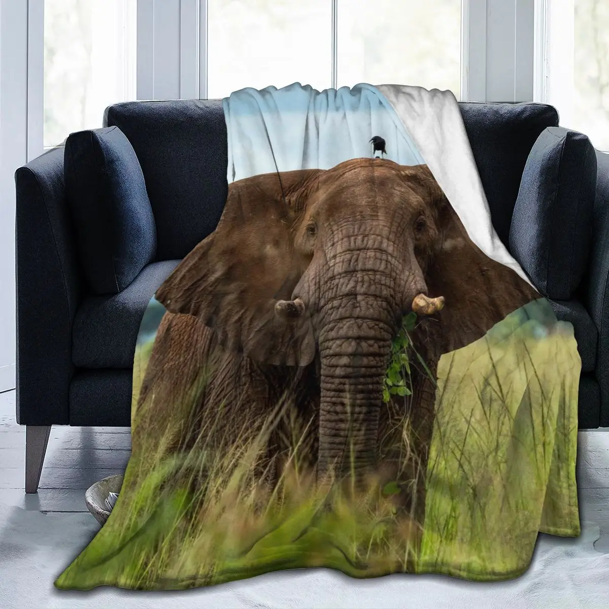 

African elephant sofa blanket bedroom decoration 3D printing blanket throwing bed sheet adult home textile children's gift