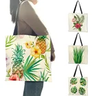 Сумка-тоут женская с тропическим принтом, Модный саквояж с ананасом, цветочным принтом кактуса, дорожная школьная сумка для покупок, 2018