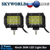 2pcs 4inch led lightbar 36w 7d tri row led beam lamp 12v spotlights for car truck boat tractor 4x4 atv led work lights offroad