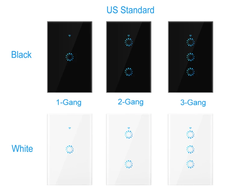 

1/2/3 Gang US Tuya WIFI Smart Switch Voice Remote Control Module Smart Home Wall Touch Switch With Alexa Google Home