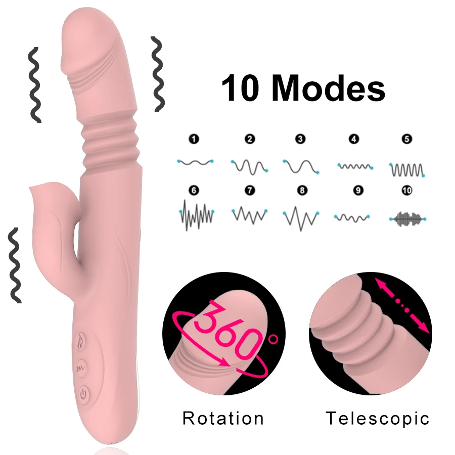 Dildo Vibrator for Women Heating Telescopic Rotation Tongue Licking Clitoris G-spot Stimulator Adult Sex Toys | Красота и здоровье