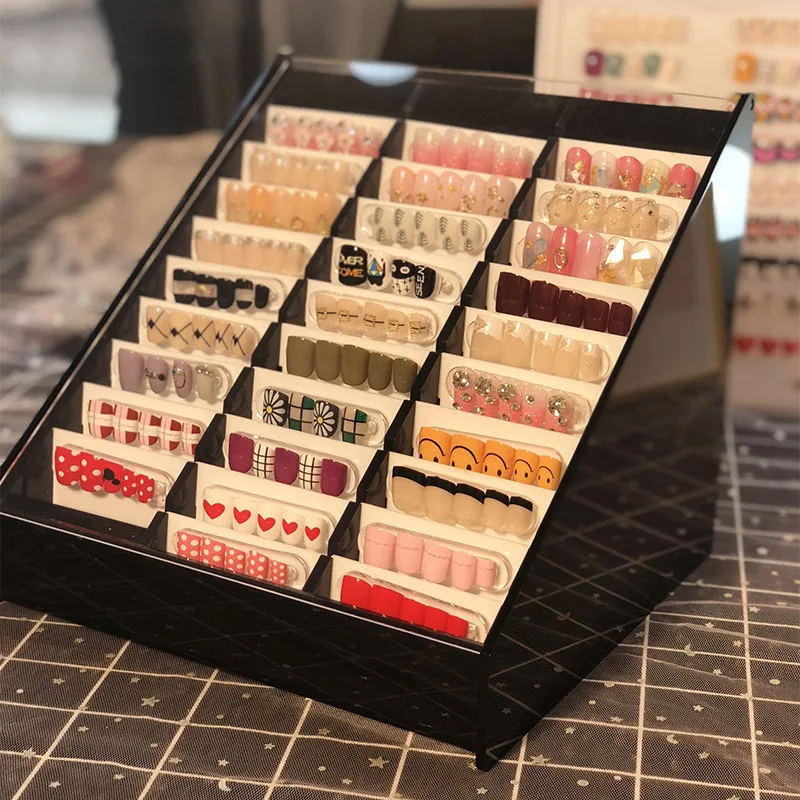 

Trapezoid 30 Grids Fake Nail Tips Color Display Holder Nail Decoration Storage Box for Nail Art Decoration Container Display