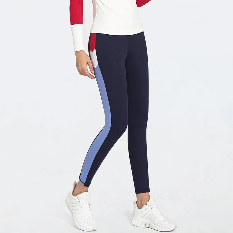 Новинка 2019 женские штаны для йоги с высокой талией лоскутные облегающие