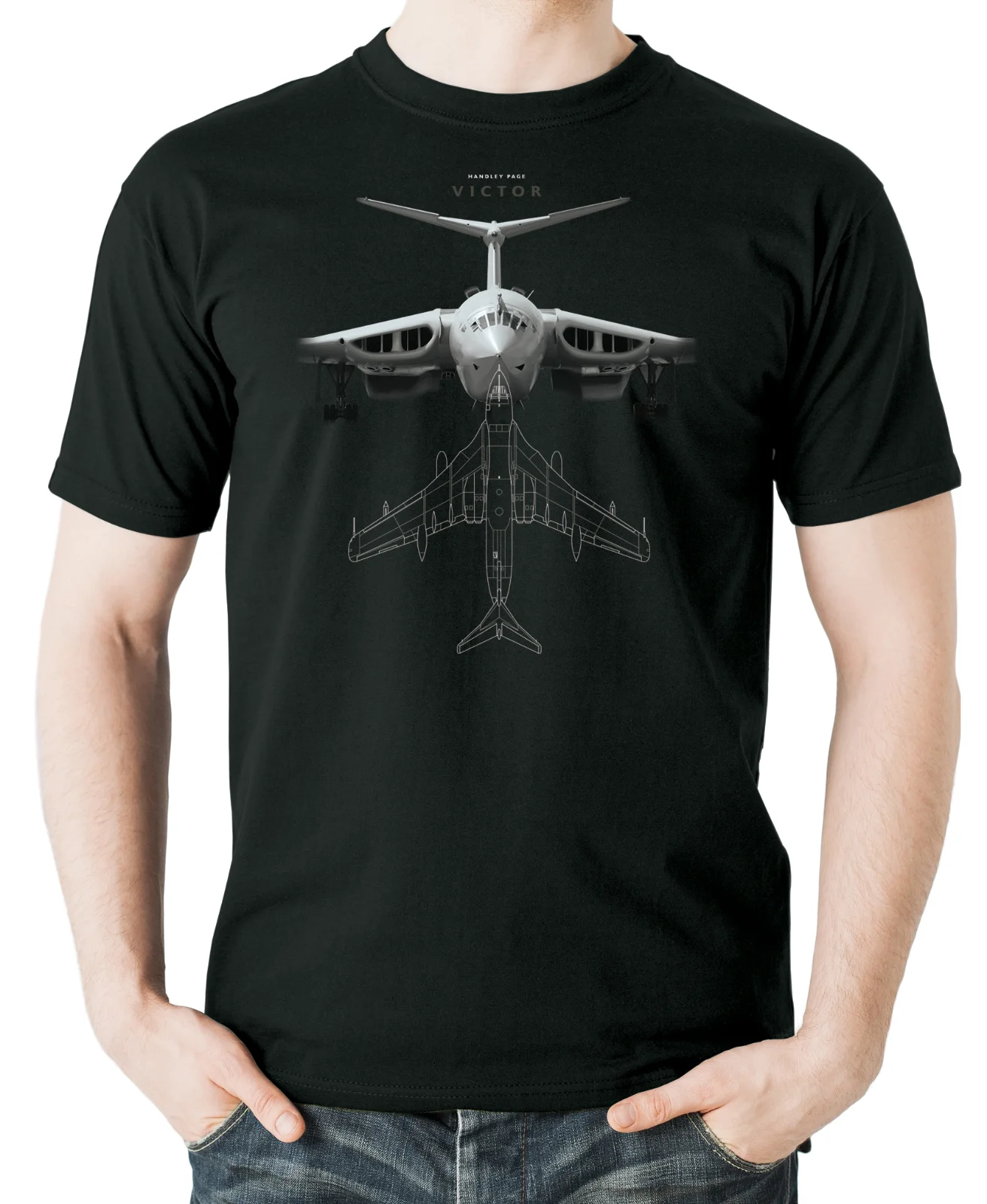 Футболка с британской авиационной тематикой Handley Page Victor Летняя Хлопковая мужская