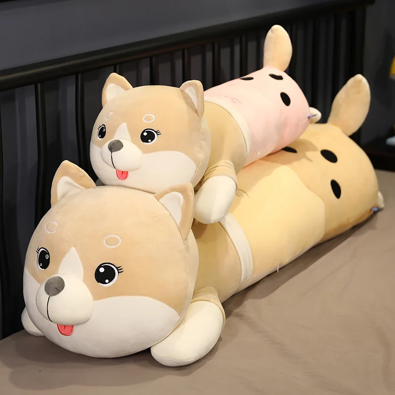 

Cute Milk Tea Dog Pillow Accompany Sleeping Animal Plush Toy Bedside Sofa Cushions Birthday Gifts For Friends Bedroom Decoration