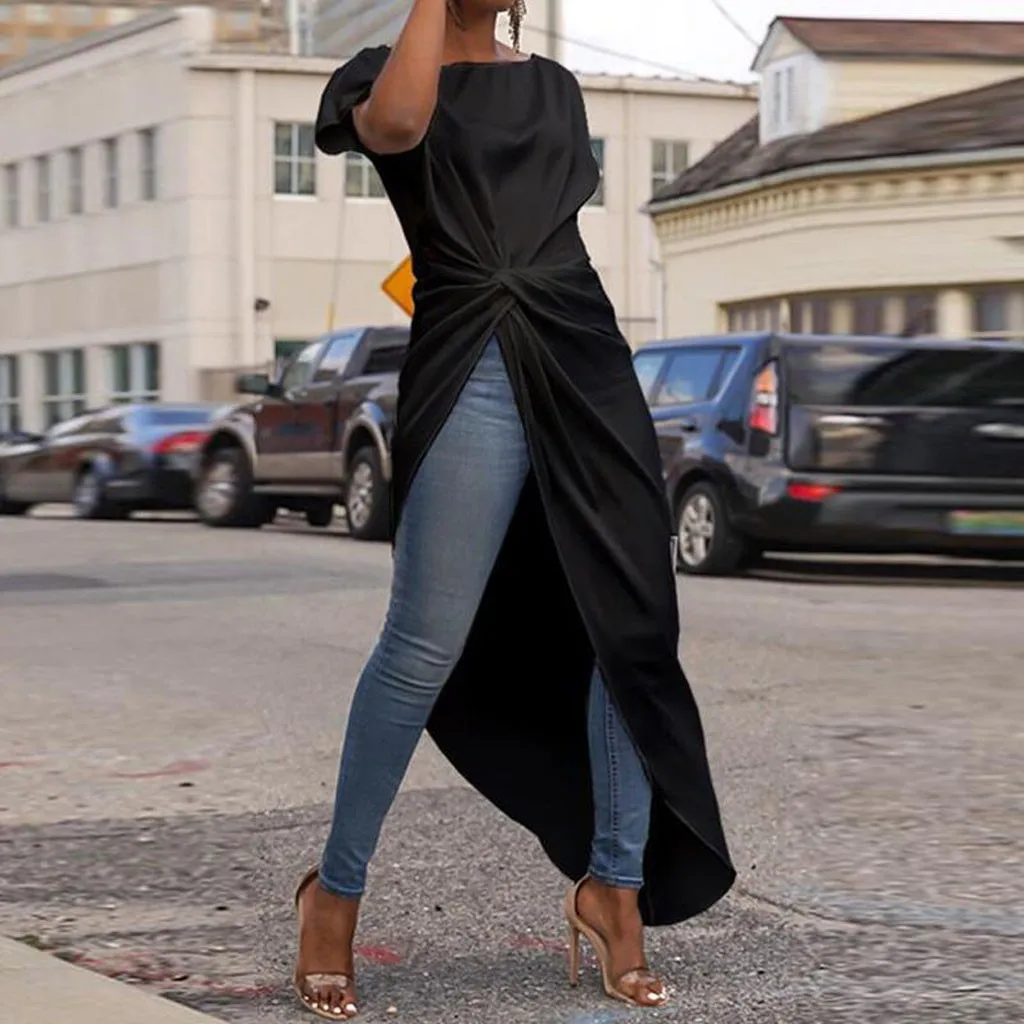 Женская Асимметричная туника топы женская блузка Весенняя рубашка 2020