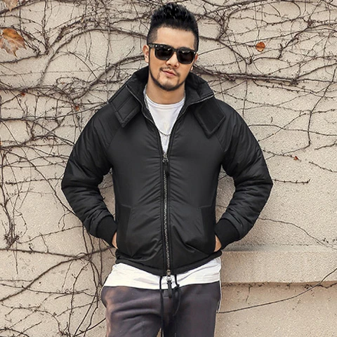 Осень и зима новый высокий стоячий воротник дизайн черный Мужская хлебная Одежда