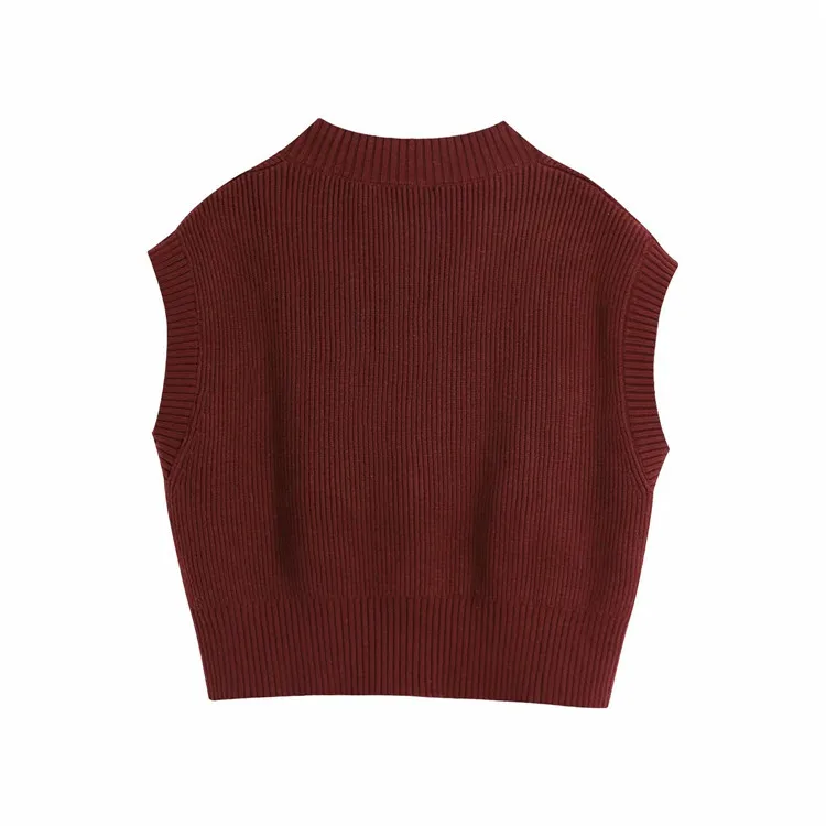

Korean Style Urban Casual Fashion Simple Knitting Vest Autumn Winter New Women's Elegant V-neck Solid Color Sweater Vest