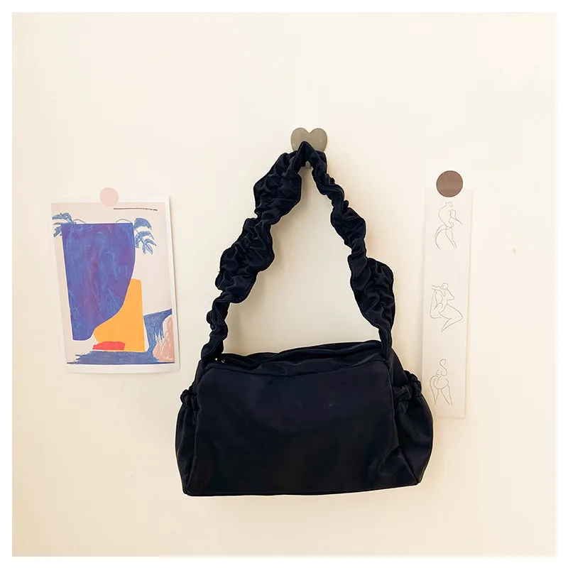 

Cute Folds nylon Armpit bag for wome handbag small 2021 Summer new Casual Shoulder bags Candy colors totes bolsa feminina yellow