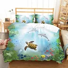 Постельное белье с принтом морских животных, Комплект постельного белья с принтом черепахи дельфина, наволочка, Комплект постельного белья для морской жизни, 23 шт. для подростков и взрослых