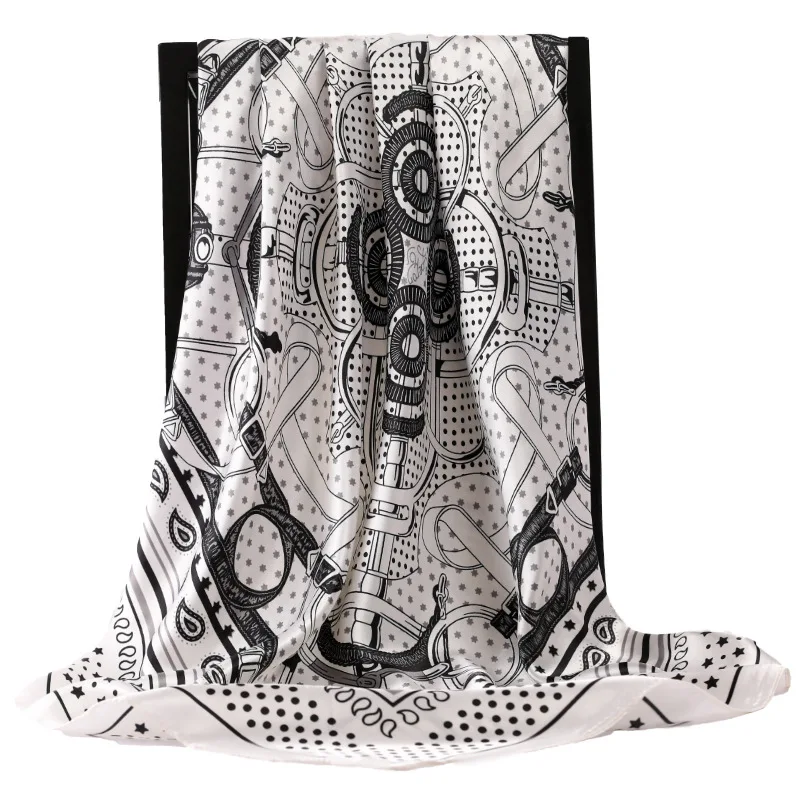 

2021 Summer Print Silk Scarves Female Dustproof Square Kerchief Popular 90X90CM Beach Handkerchief Fashion New Sunscreen Shawls