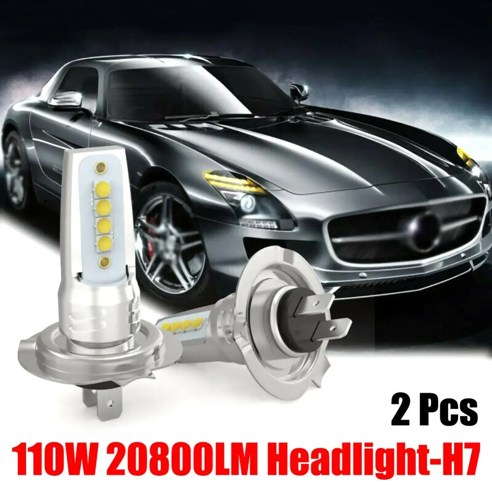 2 шт. новое обновление H7 автомобильные COB 110 W/10000LM белые низкие светодиодные лампы