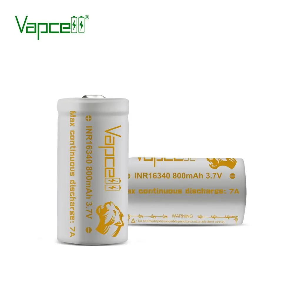 Бесплатная доставка Высокая мощность HKJ тест Vapcell 16340 800mah 7A 3 7 v RCR123A аккумуляторная