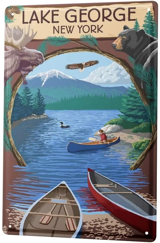 

SINCE 2004 tin Sign World Trip Lake George New York