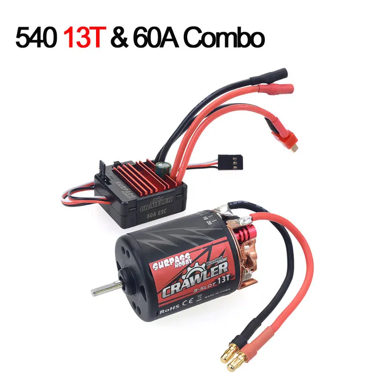 540 13T 60A ESC Водонепроницаемый 5-Slot 540 550 10T 11T 12T 13T 16T 20T матовый мотор w/60A 80A ESC для tamiya Kyosho TRAXXAS WLtoys 1/10 RC автомобиль - Цвет: 540 13T 60A ESC