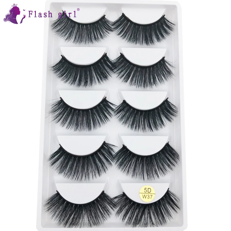 

False Eyelashes 5D-W37 Wispy Handmade 5D Mink Eyelashes Natural Thick False Eye Lashes Mink Lashes Soft Fake Eyelash Makeup