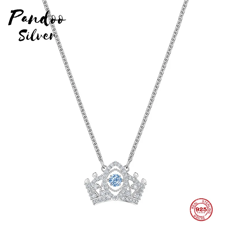

Модное Очаровательное ожерелье PANDOO из стерлингового серебра с оригинальной копией 1:1, элегантное Очаровательное ожерелье с короной, женско...