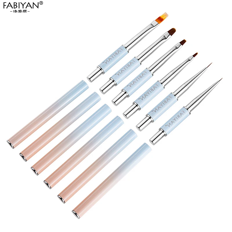 Кисть для дизайна ногтей плоская круглая кисть французского творчества синяя