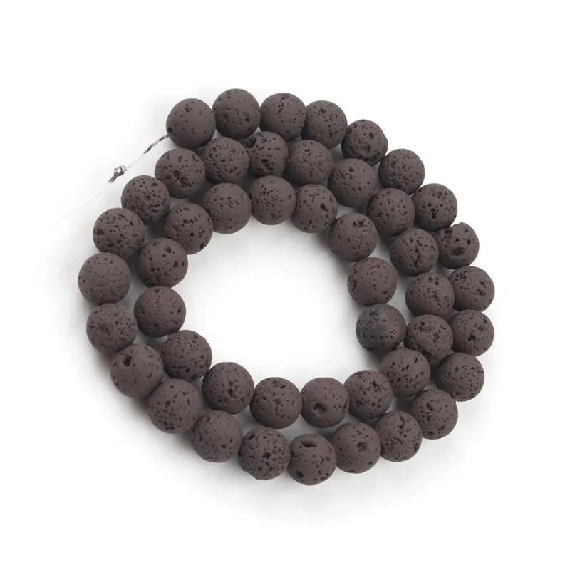 Dark Brown Lava Hematite Stone Beads Round Loose Spacer Bead For Jewelry Making 4 6 8 10mm Natural Volcanic Rock DIY Bracelet | Украшения и