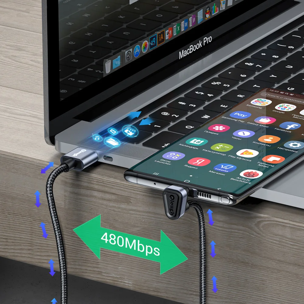 Кабель USB Type-C 180 а для быстрой зарядки и передачи данных градусов | Мобильные
