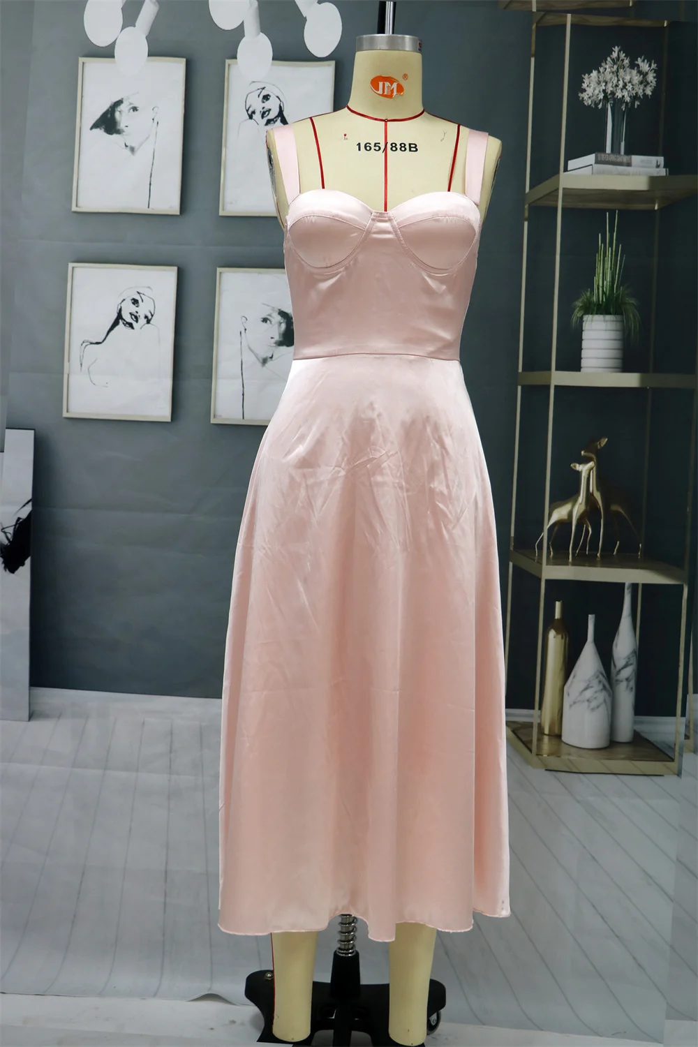 MisShow Sexy Solid Pink Satin Midi Women Dress Spaghetti Straps Open Back Night Club Party Dresses Female Robe De Femme | Женская одежда
