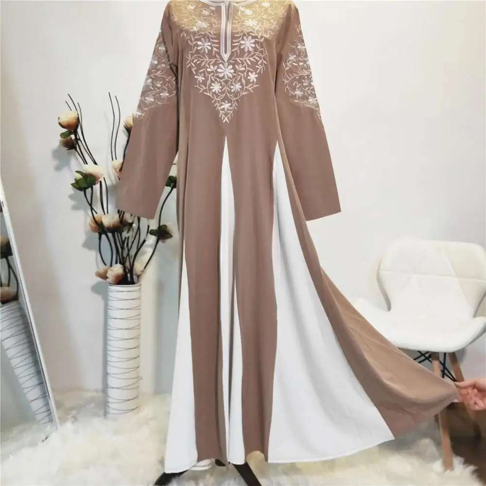 

Hot Selling Latest Embroidered Design Long Sleeve Turkey Kaftan Islamic Muslim Dresses Plus Size Women Clothing Dubai Abaya