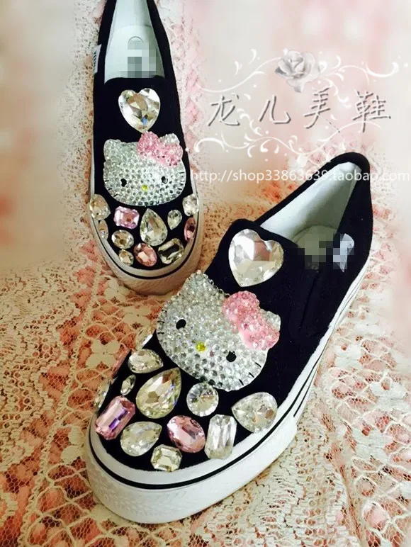 Женские кроссовки с кристаллами и стразами милые Дизайнерские ручной работы на