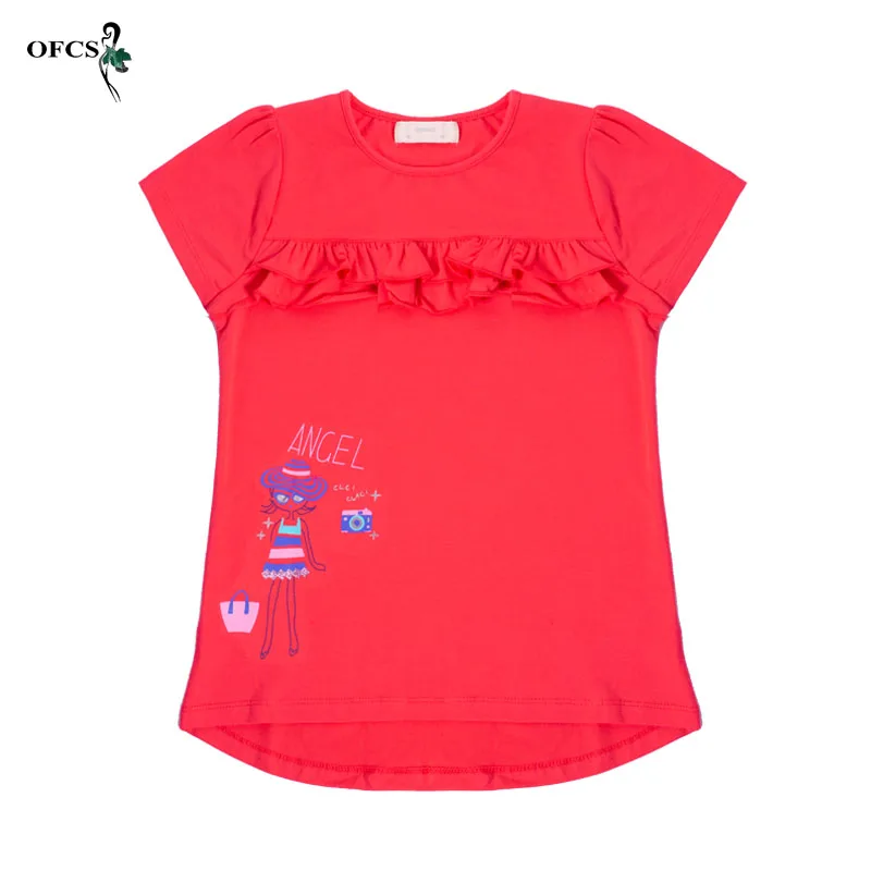 Летние новые рубашки для девочек детская футболка кружевная Повседневная модная