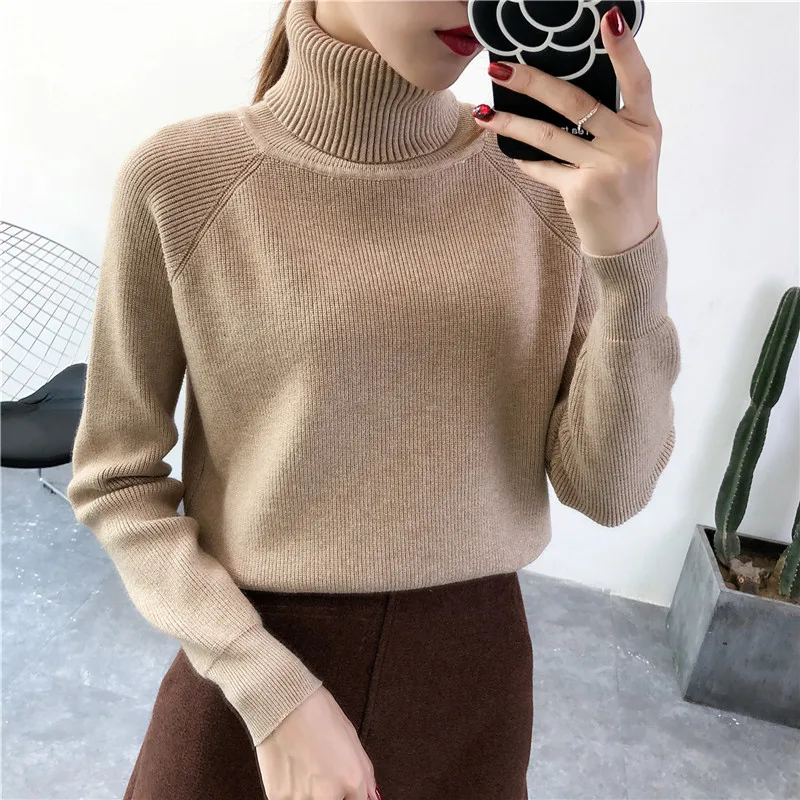 Женский толстый свитер с высоким воротом большого размера в Корейском стиле