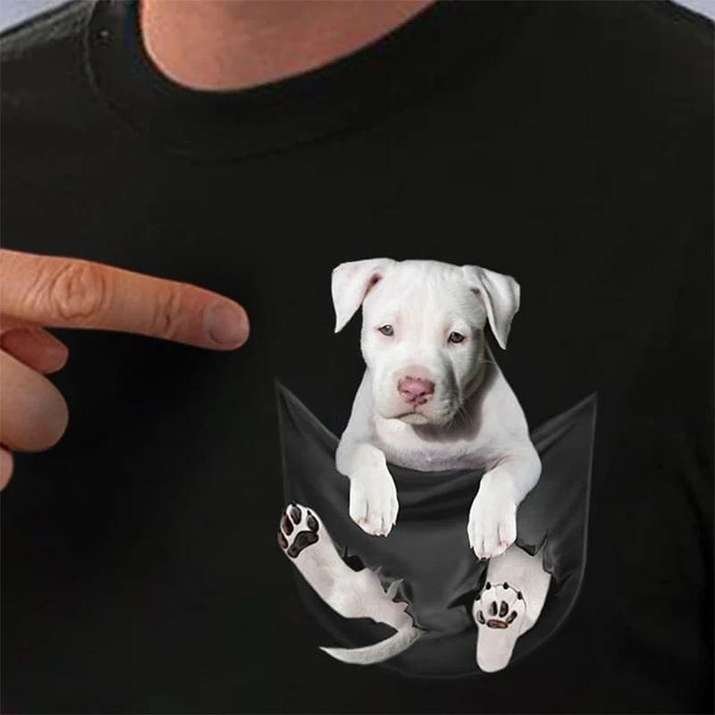 Cotton Pocket T-Shirt Summer German Shepherd Printed T-shirt Men for Women Shirts Tops Funny Cotton Black Tees Drop Shipping
