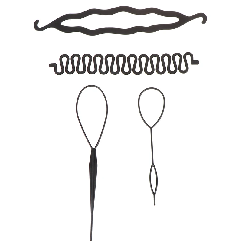 

4pcs/set DIY Magic Hair Braiding Twist Curler Styling Set Hairpin Holding Hair Braiders Pull Hair Needle Ponytail Styling Tool