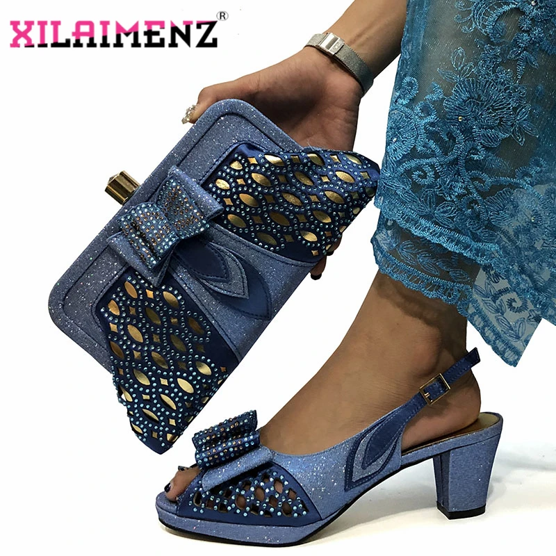 

New Arrival Autumn Coral Color Sandals Shoes And Bags Set Fashion African Women High Heels Shoes And Bag Set For Evening Party