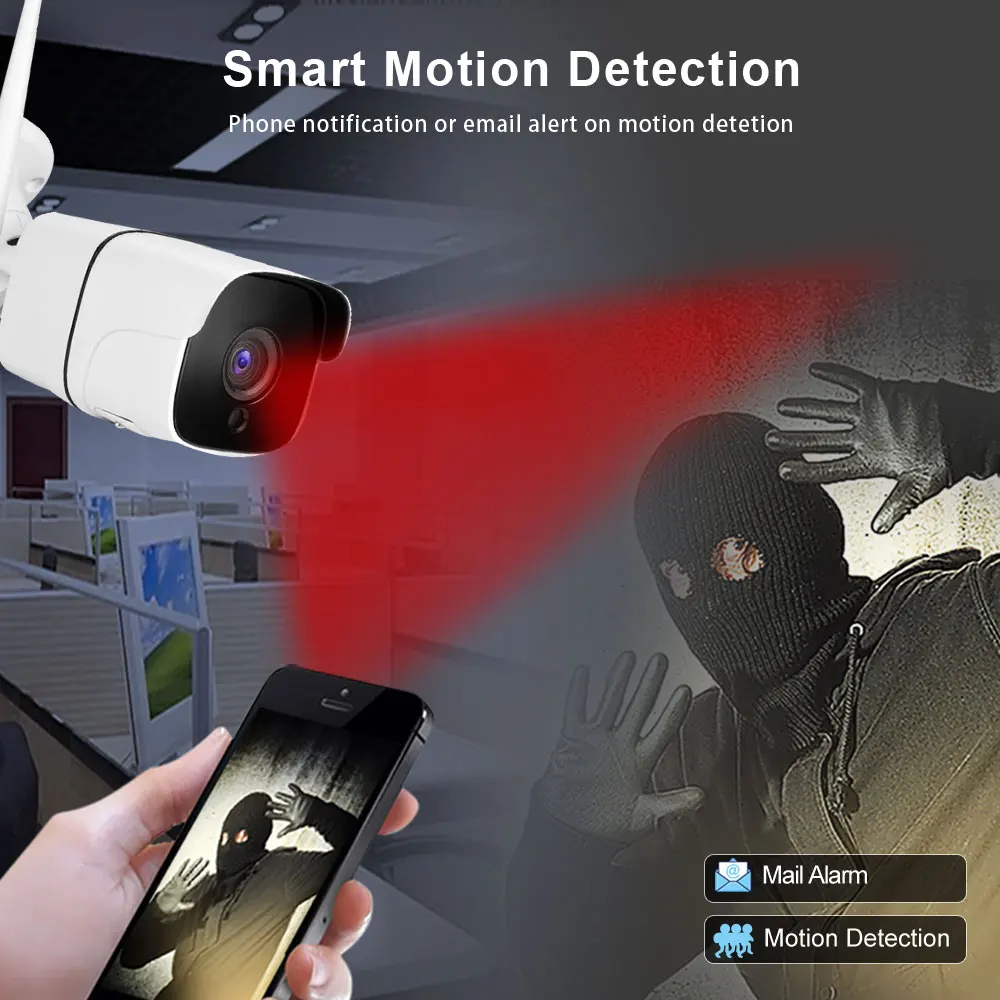 2MP IP66 наружная цилиндрическая камера Camhi Wifi 1080P ONVIF Беспроводная Проводная ip-камера SD 128G максимальная длина 3 м шнур питания аудио мониторинг