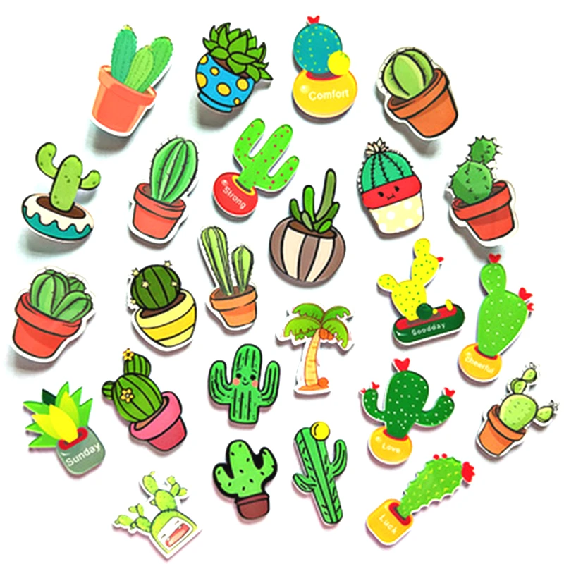 Рождественский мультяшный маленький кактус растение кокосовое дерево акриловая