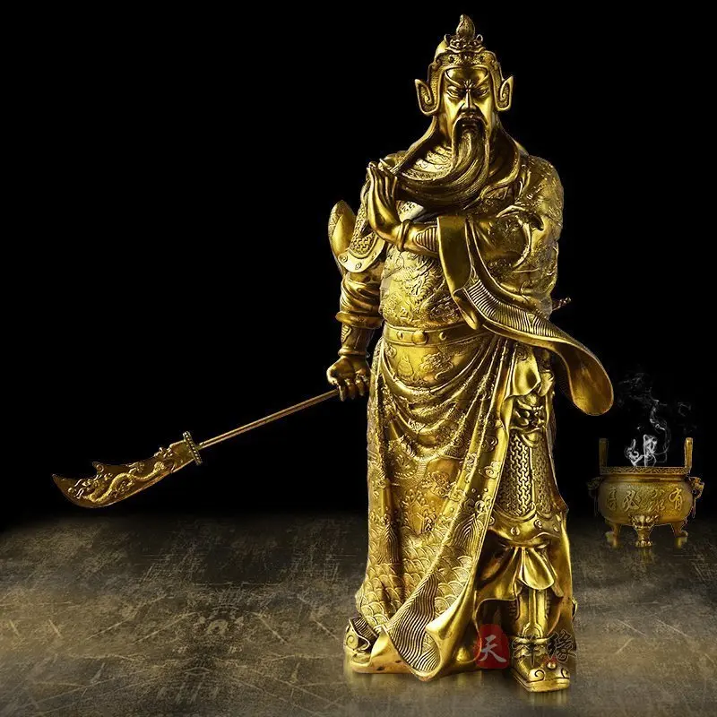 

Copper Guan Gong Potrait God of War and Wealth Pure Copper Lord Guan the Second God of Wealth Guan Yu Statue Large