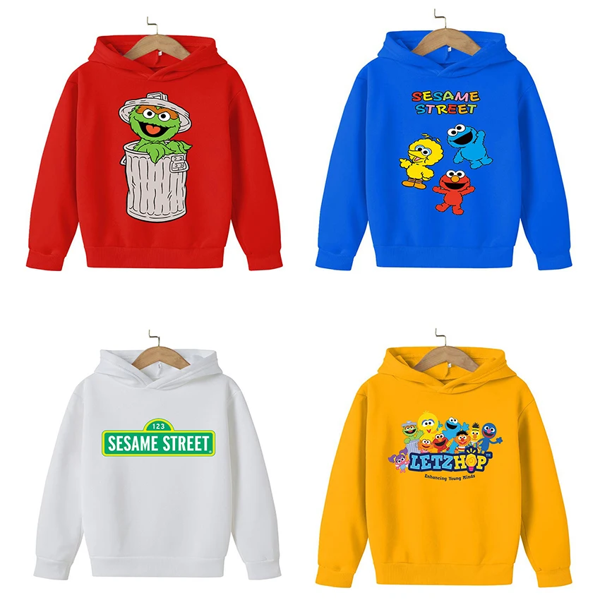 

Baby Boys Cartoon Puppet TV Sesame Elmo Cute Print Clothes Kids Cotton Hoodies Girls Sweatshirt Children Top Tees Baby Costumes