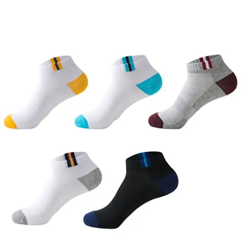 

YZ&BH 5 Pairs 5 Colors Men's Cotton Sports Socks For Autumn And Spring And Summer Thin Style