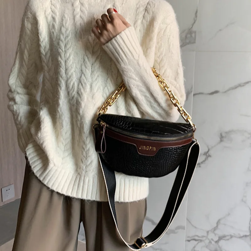 Дизайнерская Женская поясная сумка из искусственной кожи на цепочке забавная