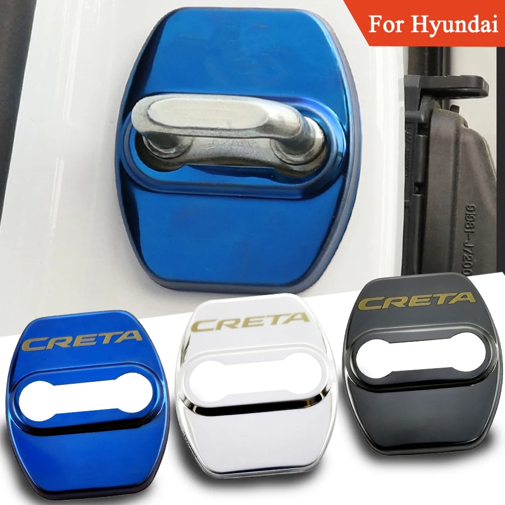 

FLYJ 4PCS Car Door Lock cover Protect Buckle Cover Latch Stop Anti Rust Car accessories For Hyundai creta Car sticker