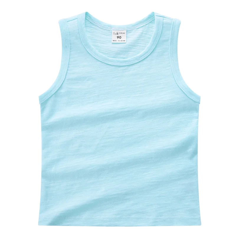Детское нижнее белье для мальчиков Однотонная майка Топы девочек Летний жилет