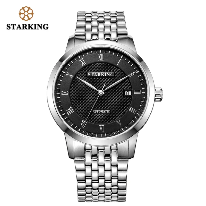 white black watch STARKING, деловые часы, мужские автоматические полностью из нержавеющей стали, Римский циферблат, 28800 Beats, механические наручные часы, Relogio Masculino, AM0187 - Цвет: white black watch