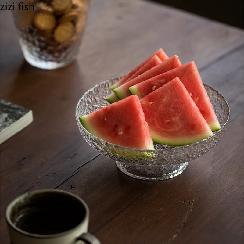 Стеклянная Фруктовая тарелка высоких ножек круглая для фруктов закусок салатов