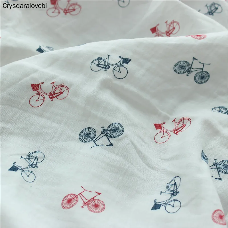 Хлопок креп ткань печати двойной марли Брюки из материала сирсакер DIY Ткань