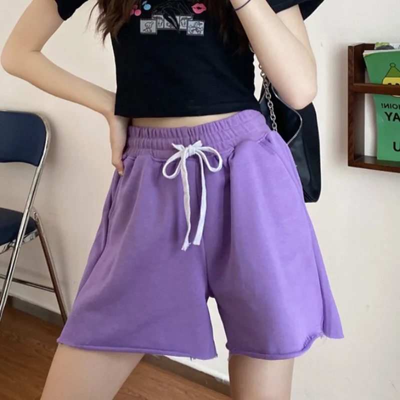 

Свободные спортивные брюки на весну и лето, повседневные женские брюки, новинка 2021, шорты с широкими штанинами и эластичным поясом