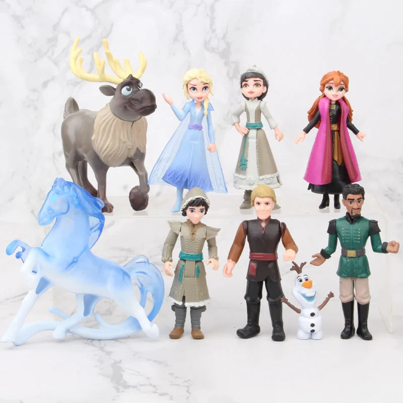 

7pcs/set Disney Frozen 2 Snow Queen Elsa Anna PVC Action Figure anime doll toy children Christmas birthday gift Room decoration