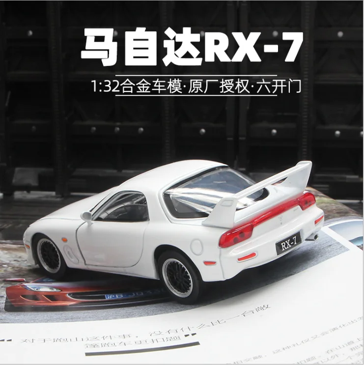 

Игрушечный автомобиль, Мазда RX-7, из сплава, со звуком и светильник, 4 открытых автомобиля, спортивный автомобиль, подарок на день рождения, Ро...