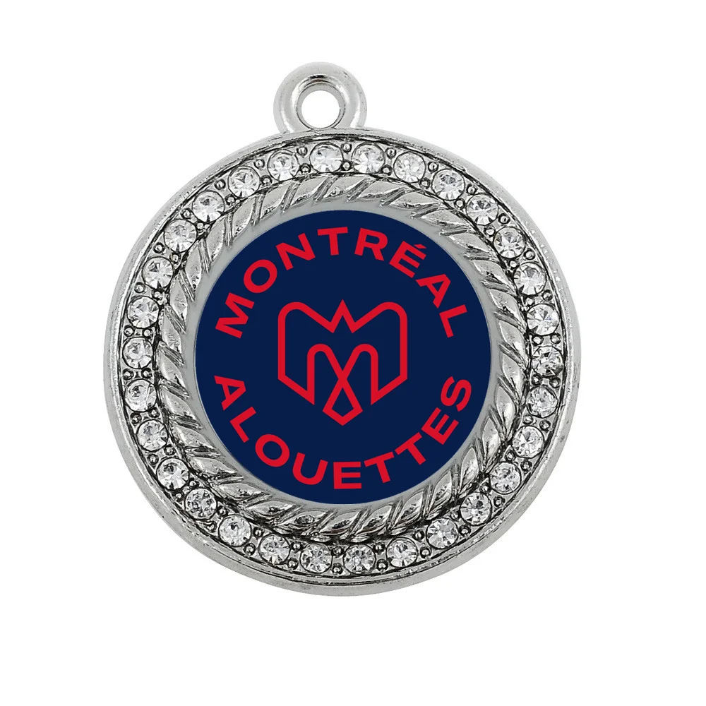 

Montreal Alouettes team charm antique silver plated crystal jewelry