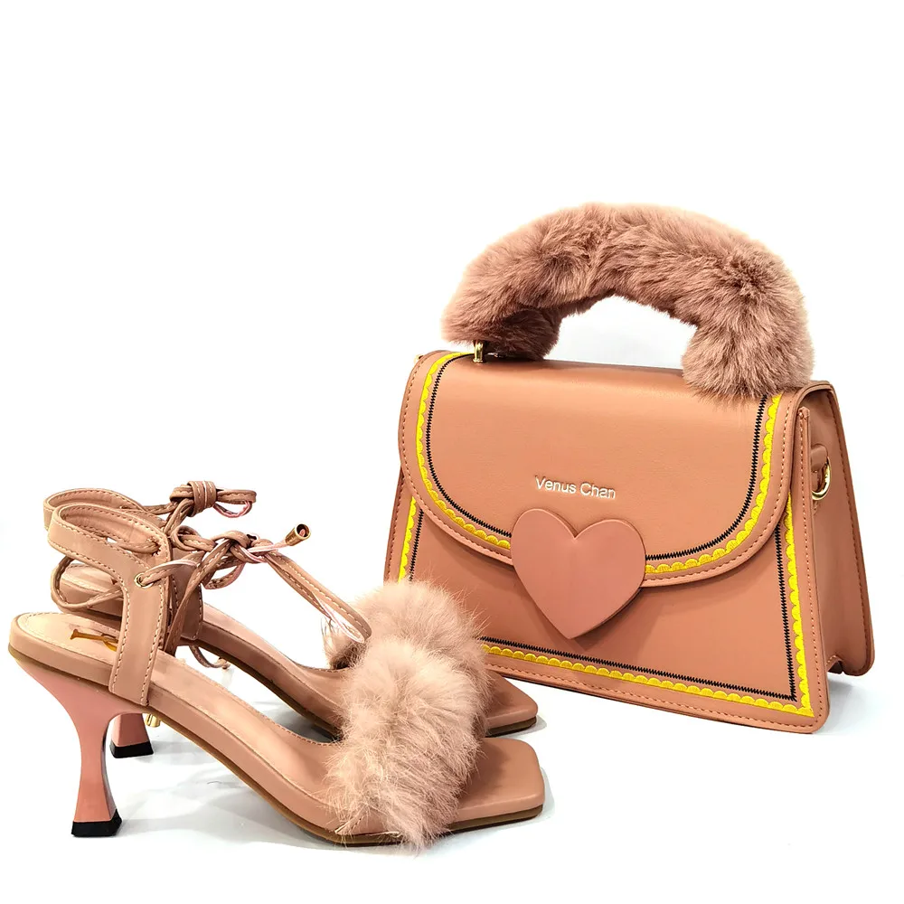 

Туфли в африканском стиле для женщин, сумочка розового цвета с блестящими кристаллами, свадебная обувь